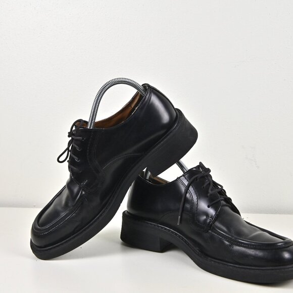 Giorgio Brutini Handcrafted Black Leather Apron Toe Derbies US 8 UK 7 Made Italy - Picture 11 of 16